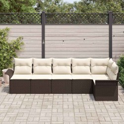 Ensemble de canapé de jardin 6 pcs Marron polyrotin 518806518806