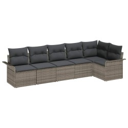Ensemble de canapé de jardin avec coussin 6 pcs Gris polyrotin 518807518807