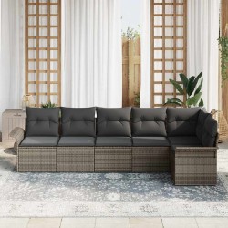 Ensemble de canapé de jardin avec coussin 6 pcs Gris polyrotin 518807518807