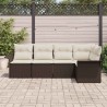 Ensemble de canapé de jardin 5 pcs Marron polyrotin 518809518809