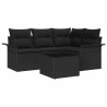 Ensemble de canapé de jardin avec coussin 5 pcs Noir polyrotin 518811518811