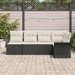 Ensemble de canapé de jardin avec coussin 5 pcs Noir polyrotin 518812518812