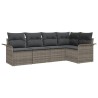 Ensemble de canapé de jardin avec coussin 5 pcs Gris polyrotin 518813518813