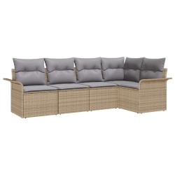 Ensemble de canapé de jardin avec coussin 5 pcs Beige polyrotin 518815518815