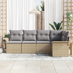 Ensemble de canapé de jardin avec coussin 5 pcs Beige polyrotin 518815518815