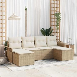 Ensemble de canapé de jardin avec coussin 6 pcs Beige polyrotin 518817518817