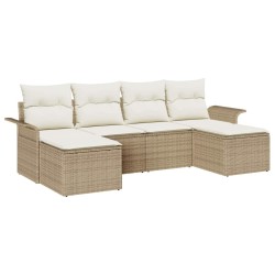 Ensemble de canapé de jardin avec coussin 6 pcs Beige polyrotin 518817518817