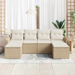 Ensemble de canapé de jardin avec coussin 6 pcs Beige polyrotin 518817518817