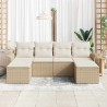 Ensemble de canapé de jardin avec coussin 6 pcs Beige polyrotin 518817518817