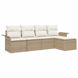 Canapé d’extérieur avec coussin 5 pcs Beige polyrotin 518822518822