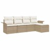 Canapé d’extérieur avec coussin 5 pcs Beige polyrotin 518822518822