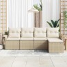 Canapé d’extérieur avec coussin 5 pcs Beige polyrotin 518822518822