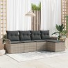 Canapé d’extérieur avec coussin 5 pcs Gris clair polyrotin 518824518824