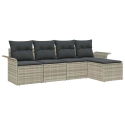 Canapé d’extérieur avec coussin 5 pcs Gris clair polyrotin 518824518824