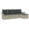 Canapé d’extérieur avec coussin 5 pcs Gris clair polyrotin 518824518824