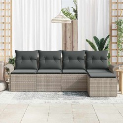 Canapé d’extérieur avec coussin 5 pcs Gris clair polyrotin 518824518824