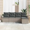 Canapé d’extérieur avec coussin 5 pcs Gris clair polyrotin 518824518824