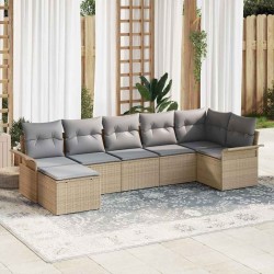Ensemble de canapé de jardin avec coussin 7 pcs Beige polyrotin 518826518826