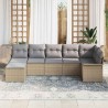 Ensemble de canapé de jardin avec coussin 7 pcs Beige polyrotin 518826518826
