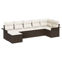 Ensemble de canapé de jardin 7 pcs Marron polyrotin 518827518827