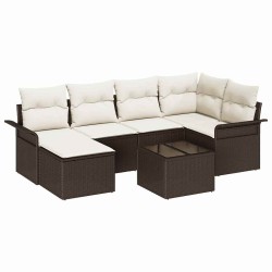Ensemble de canapé de jardin 7 pcs Marron Poly rotin 518830518830