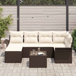 Ensemble de canapé de jardin 7 pcs Marron Poly rotin 518830518830