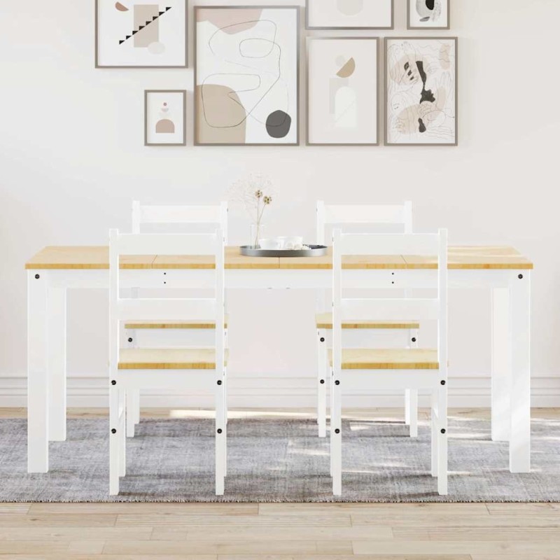 Ensemble à manger PANAMA 5 pcs blanc bois de pin massif 518837518837