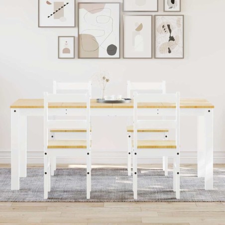 Ensemble à manger PANAMA 5 pcs blanc bois de pin massif 518837518837