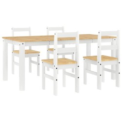 Ensemble à manger PANAMA 5 pcs blanc bois de pin massif 518837518837