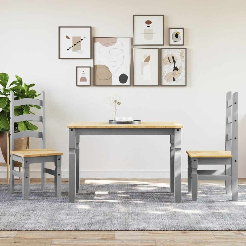 Ensemble à manger PANAMA 3 pcs gris bois de pin massif 518838518838