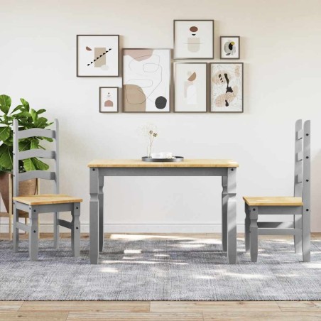 Ensemble à manger PANAMA 3 pcs gris bois de pin massif 518838518838