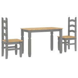 Ensemble à manger PANAMA 3 pcs gris bois de pin massif 518838518838