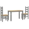 Ensemble à manger PANAMA 3 pcs gris bois de pin massif 518838518838
