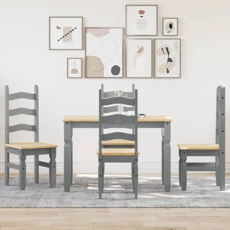 Ensemble à manger PANAMA 5 pcs gris bois de pin massif 518839518839