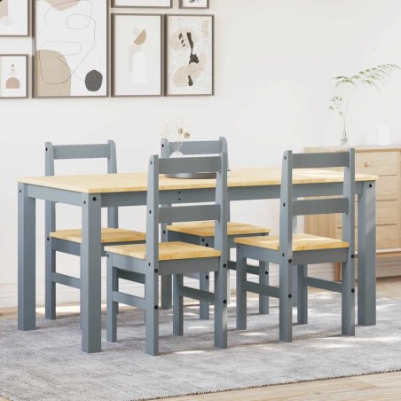 Ensemble à manger PANAMA 5 pcs gris bois de pin massif 518840518840