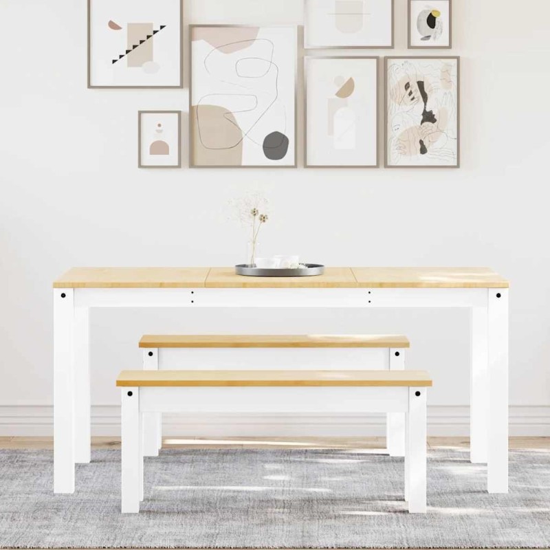Ensemble à manger PANAMA 3 pcs blanc bois de pin massif 518841518841