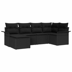Ensemble de canapé de jardin avec coussin 6 pcs Noir polyrotin 518843518843
