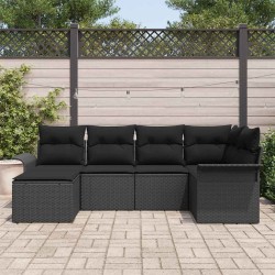 Ensemble de canapé de jardin avec coussin 6 pcs Noir polyrotin 518843518843