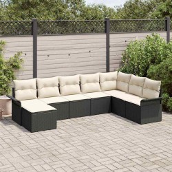 Ensemble de canapé de jardin avec coussin 8 pcs Noir polyrotin 518844518844