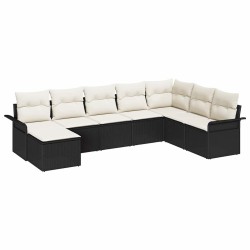 Ensemble de canapé de jardin avec coussin 8 pcs Noir polyrotin 518844518844
