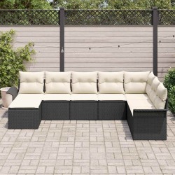 Ensemble de canapé de jardin avec coussin 8 pcs Noir polyrotin 518844518844