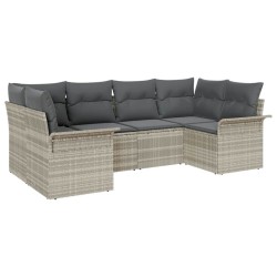 Ensemble de canapé de jardin 6 pcs Gris clair polyrotin 518846518846