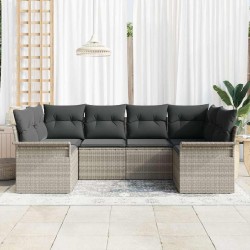 Ensemble de canapé de jardin 6 pcs Gris clair polyrotin 518846518846