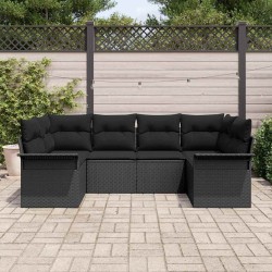 Ensemble de canapé de jardin avec coussin 6 pcs Noir polyrotin 518847518847