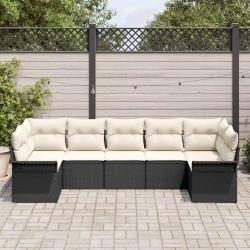 Ensemble de canapé de jardin avec coussin 7 pcs Noir polyrotin 518848518848