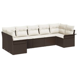 Ensemble de canapé de jardin 7 pcs Marron polyrotin 518849518849