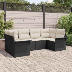 Ensemble de canapé de jardin avec coussin 6 pcs Noir polyrotin 518851518851