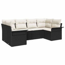 Ensemble de canapé de jardin avec coussin 6 pcs Noir polyrotin 518851518851