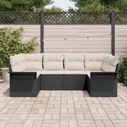 Ensemble de canapé de jardin avec coussin 6 pcs Noir polyrotin 518851518851