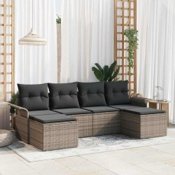 Ensemble de canapé de jardin avec coussin 6 pcs Gris polyrotin 518852518852